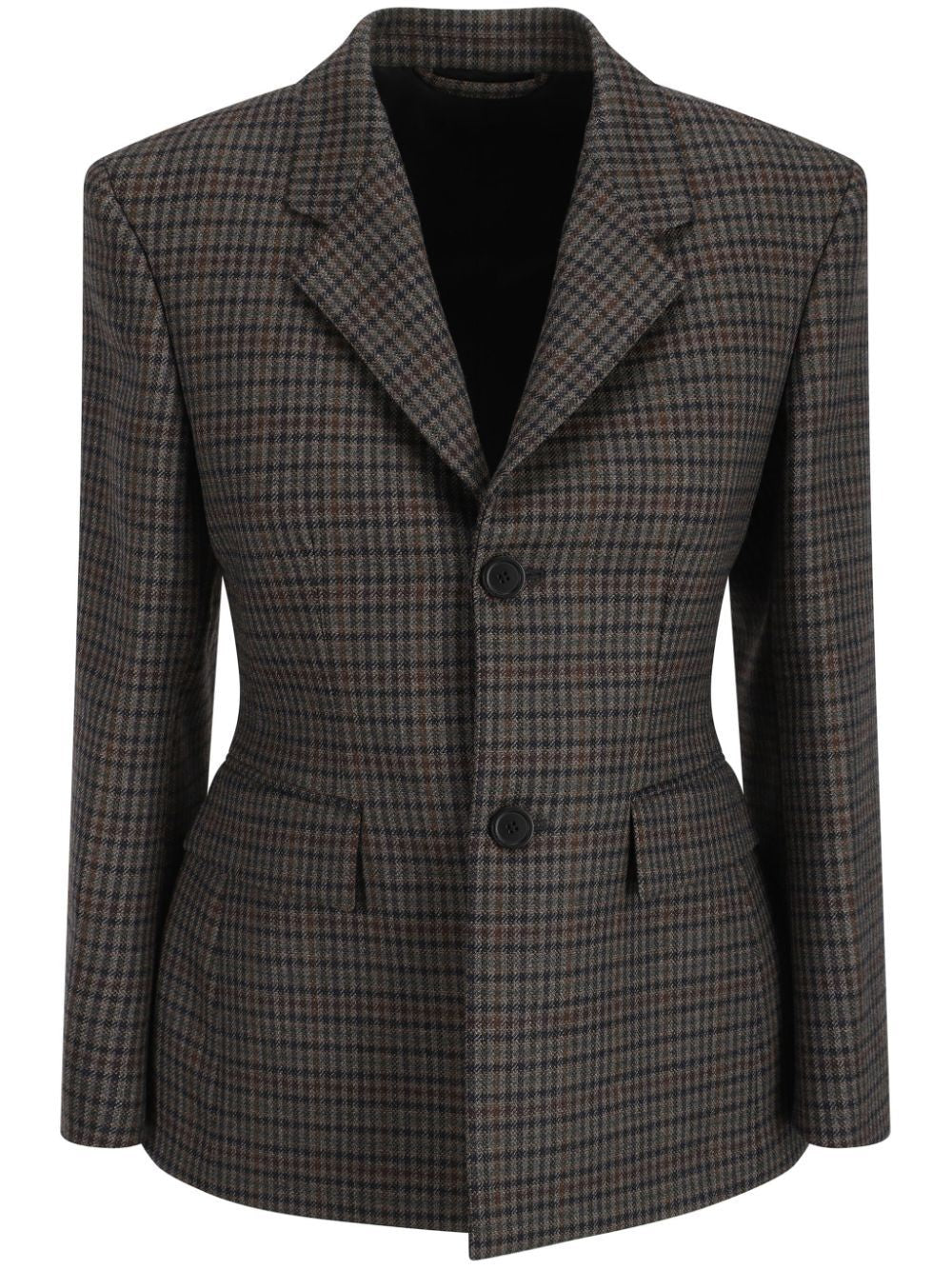 BALENCIAGA Women's Hourglass Check Pattern Fitted Jacket with Two-Button Closure