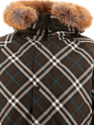 BURBERRY Oversized Check Nylon Parka