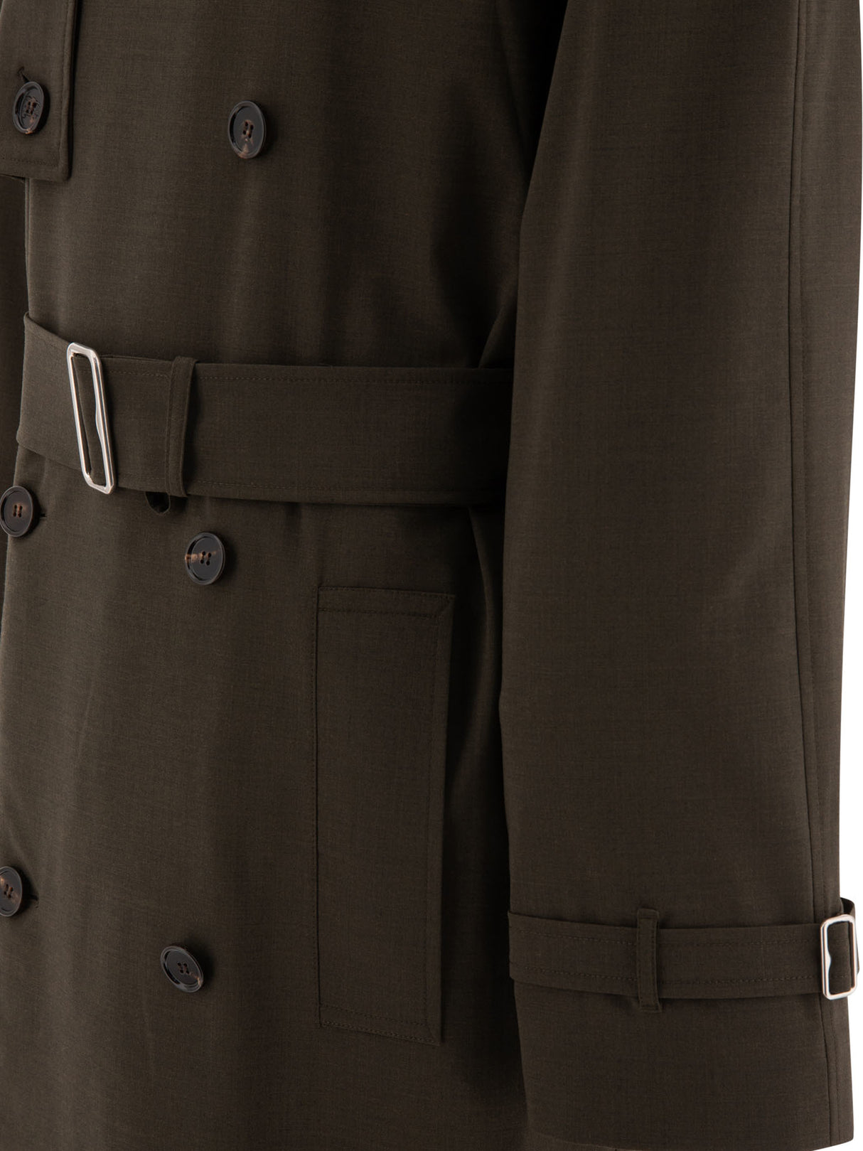 BURBERRY Elegant Men's Long Green Trench Coat in Stretch Wool