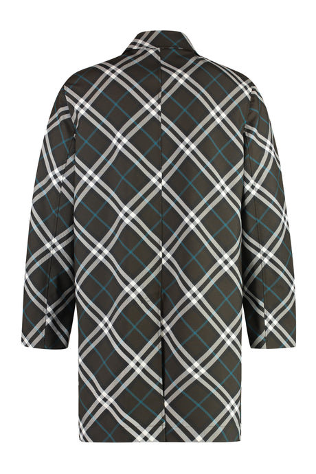 BURBERRY Men's Gabardine Car Jacket with Check Motif