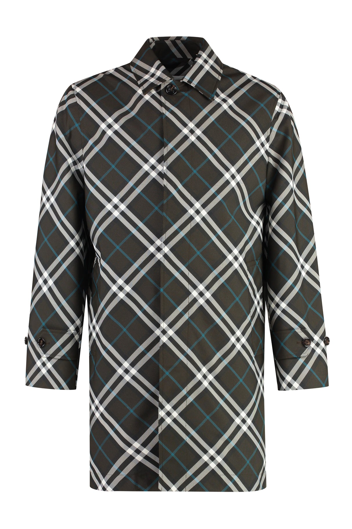 BURBERRY Men's Gabardine Car Jacket with Check Motif