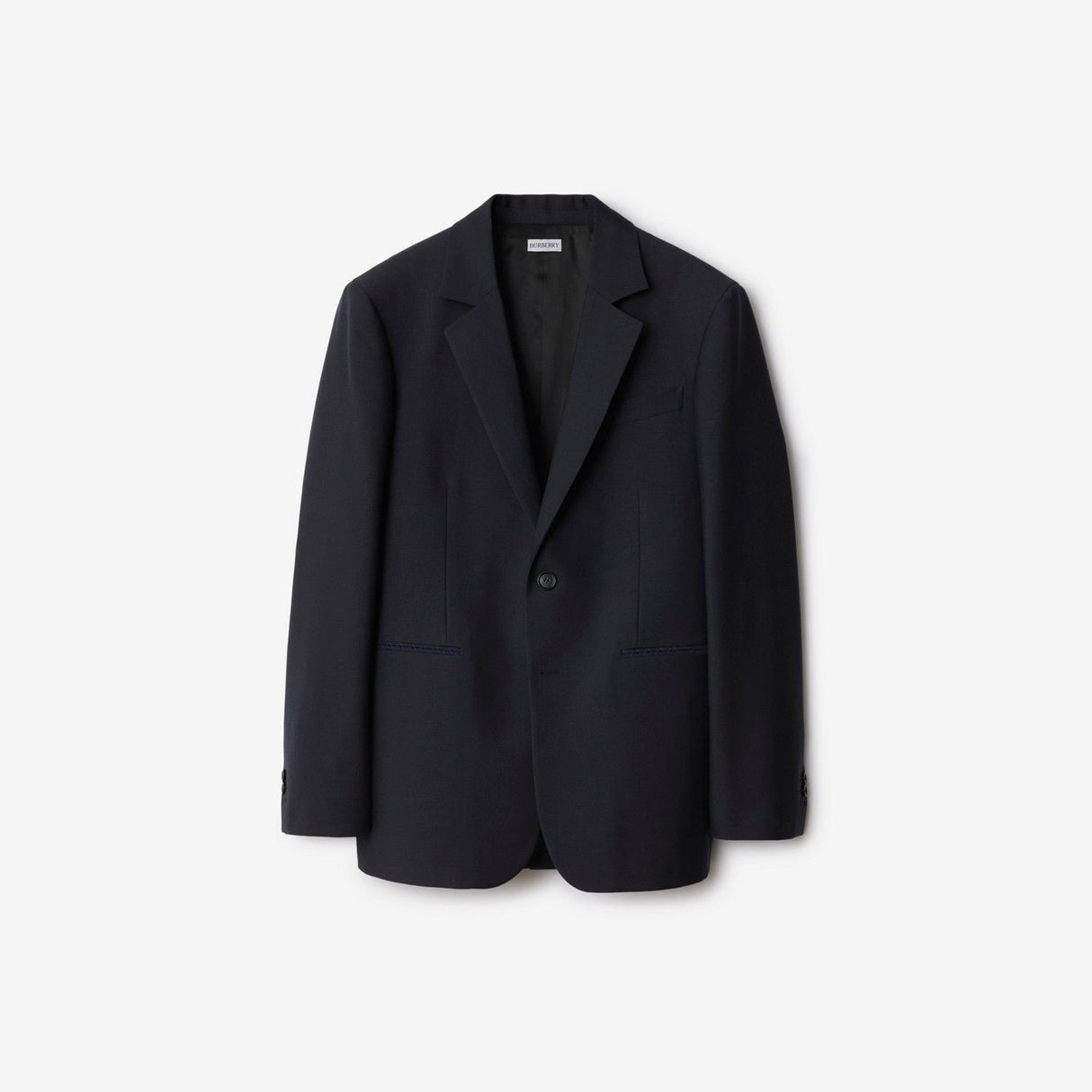 BURBERRY Men's Tailored Slim Fit Jacket - Dark Navy Wool Twill