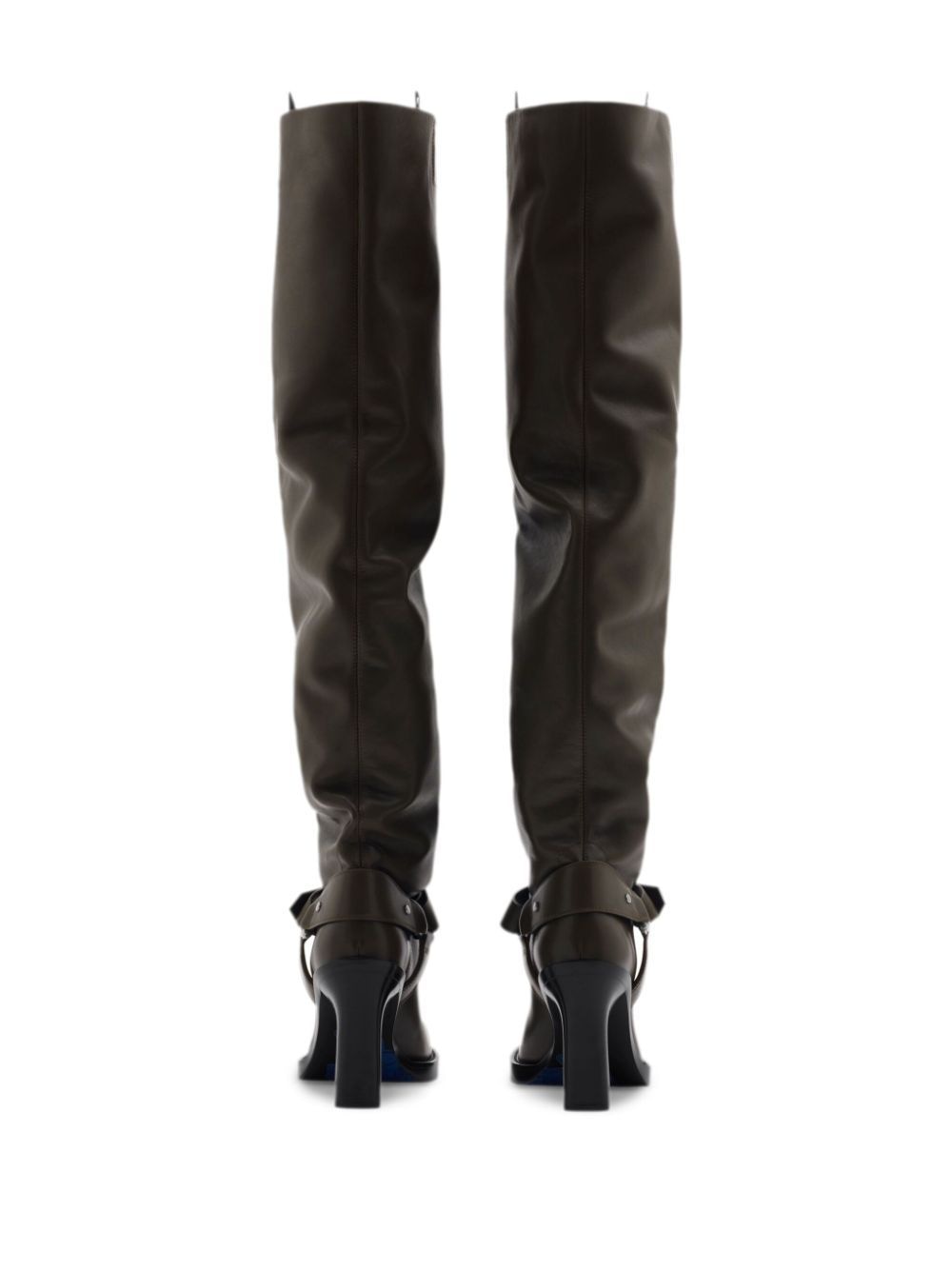 BURBERRY Chic Soft Stirrup Boots with B-Buckle Straps - Above the Knee