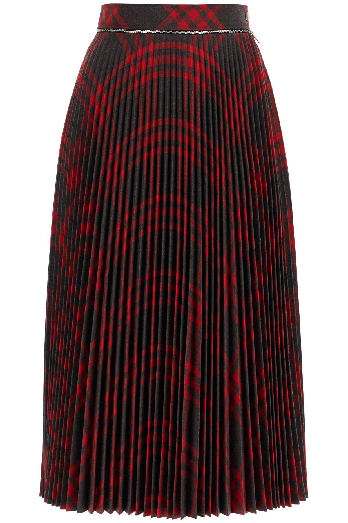 BURBERRY Pleated Check Midi Skirt