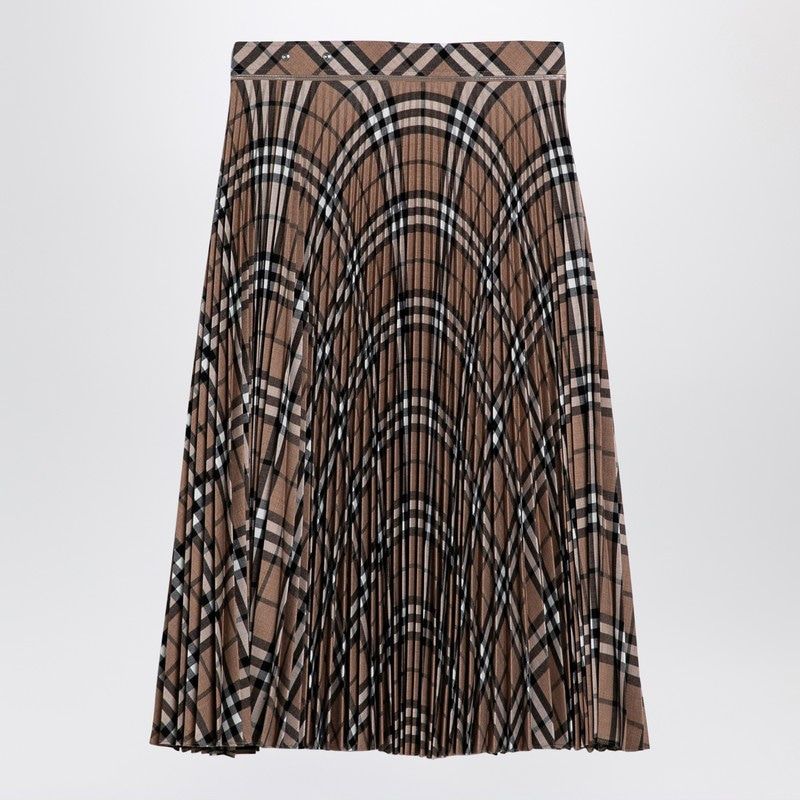 BURBERRY Pleated Check Pattern Skirt