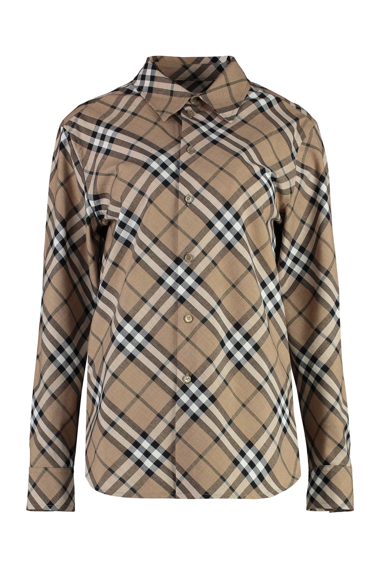 BURBERRY Check Pattern Wool Blend Shirt for Women - FW24