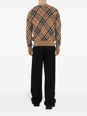 BURBERRY Men's Sand-Toned Wool Blend Cardigan