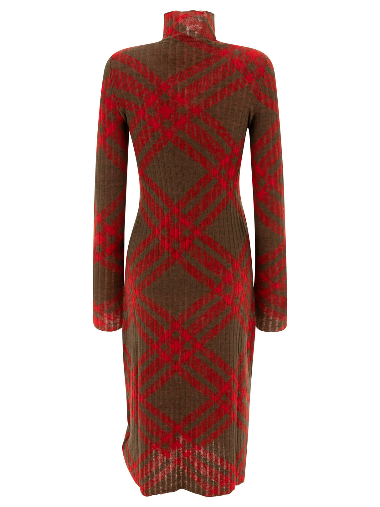 BURBERRY Wool Blend Midi Dress with Seasonal Check - Size S