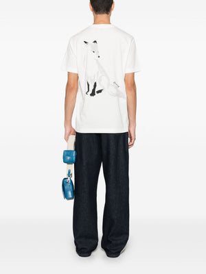 BURBERRY Slim Fit Cotton T-Shirt with Hand-Drawn Fox Motif