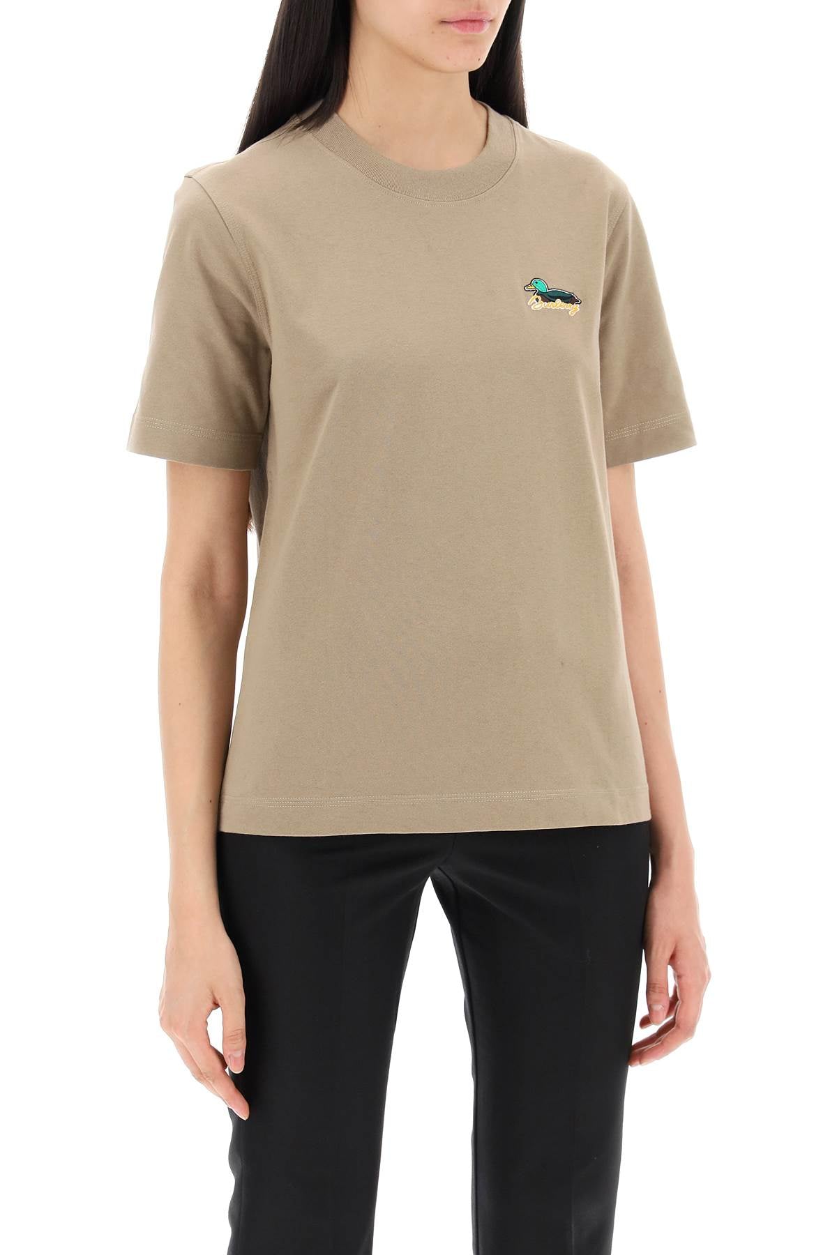 BURBERRY Embroidered Duck T-Shirt in Khaki - Fall/Winter 2024