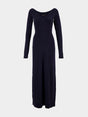 BALENCIAGA Elegant Fitted Long Dress with V-Neck and Shoulder Elasticity