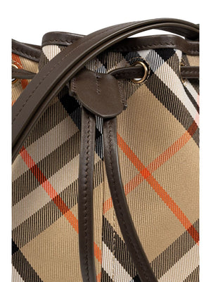 BURBERRY Check Pattern Drawstring Handbag - Small Size