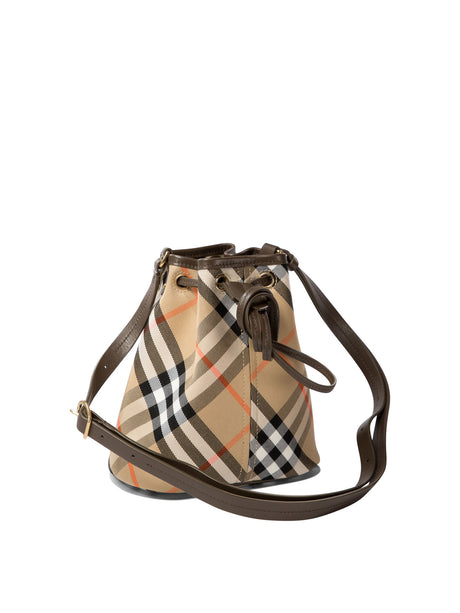 BURBERRY Classic Mini Check Bucket Crossbody Bag