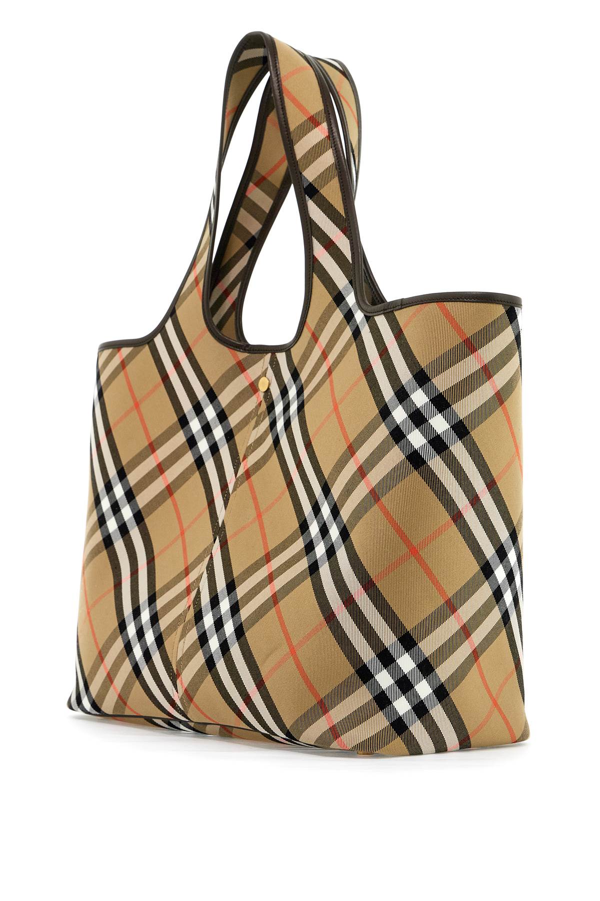 BURBERRY Vintage Check Pattern Leather Handbag with Removable Pouch