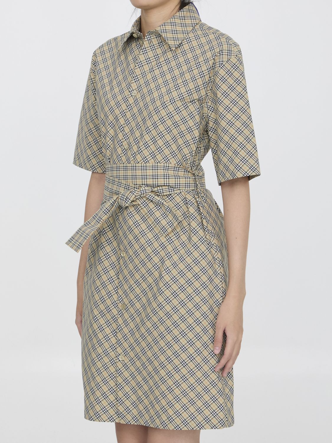 BURBERRY Check Cotton Shirt Dress for Women - Regular Fit