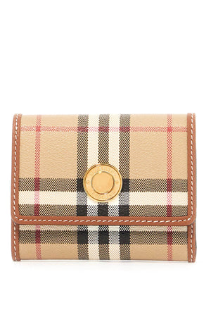 BURBERRY Elegant Checkered Mini Wallet with Gold Snap