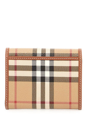 BURBERRY Elegant Checkered Mini Wallet with Gold Snap