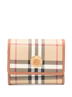 BURBERRY Elegant Checkered Mini Wallet with Gold Snap