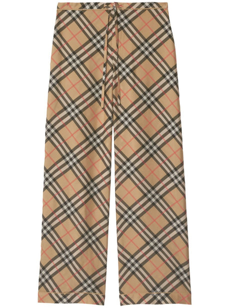 BURBERRY Checkered Design Casual Pants for Women - Fall/Winter 2024