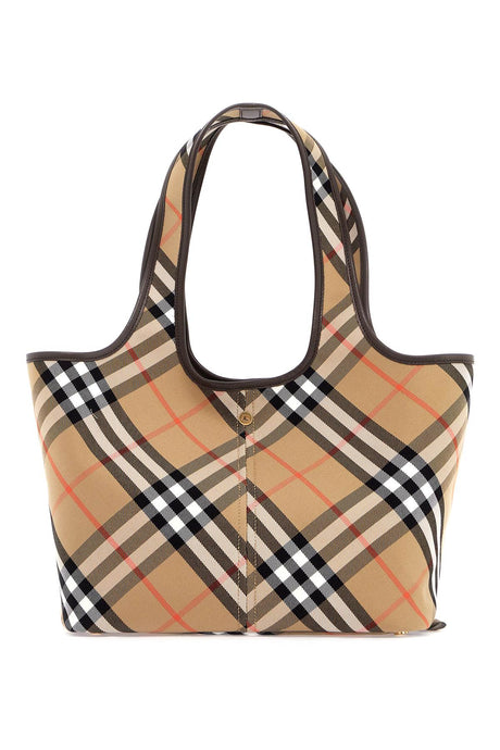 BURBERRY Checkered Design Mini Tote Handbag with Zip Closure