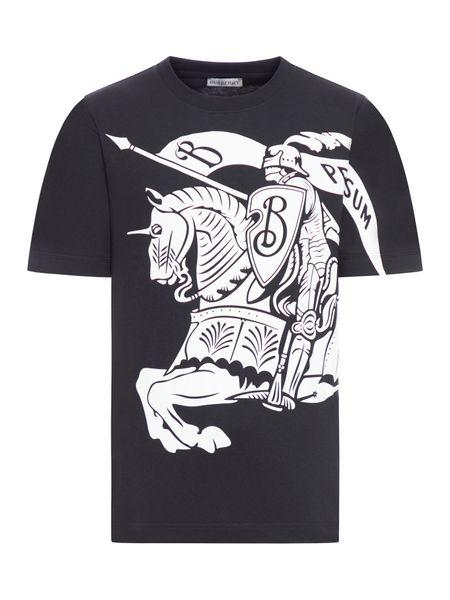 BURBERRY Lightweight Cotton Signature Equestrian Print T-Shirt