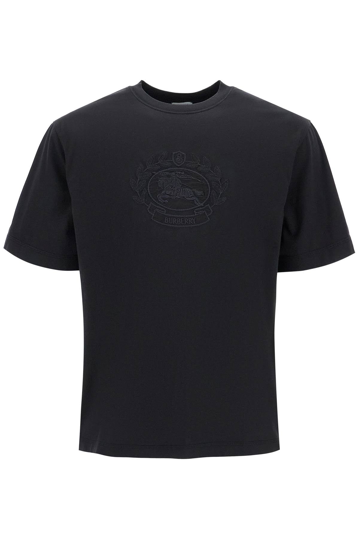 BURBERRY Embroidered Emblem Organic Cotton T-Shirt