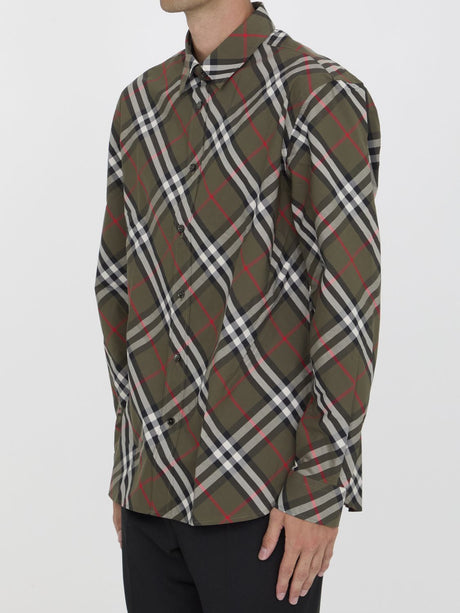 BURBERRY Oversized Check Shirt in Military Green