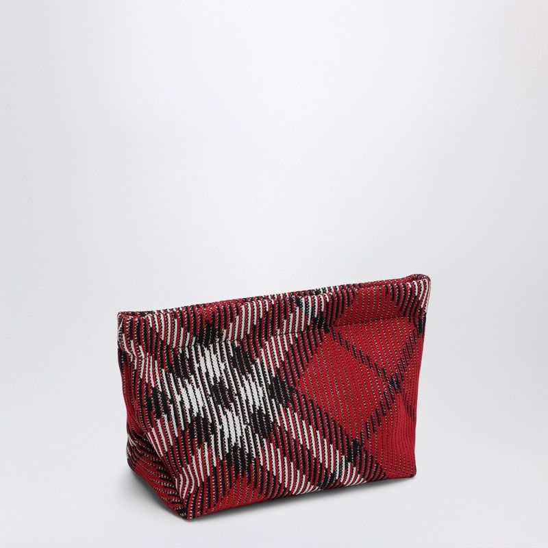 BURBERRY Elegant Red Check Clutch Handbag