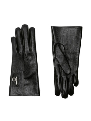 BURBERRY Elegant Grained Leather Gloves with Silver Buckle - Women’s FW24