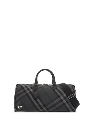 BURBERRY Check Pattern Travel Duffel Handbag