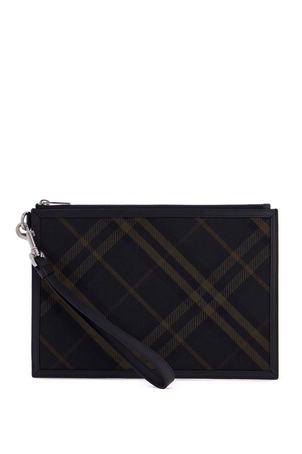 BURBERRY ERED\N\NCHECKERED COATED CANVAS Pouch Handbag Handbag