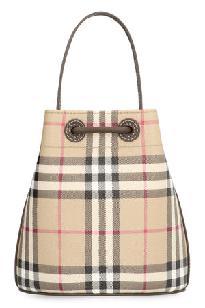 BURBERRY Military Green Check Pattern Mini Bucket Handbag