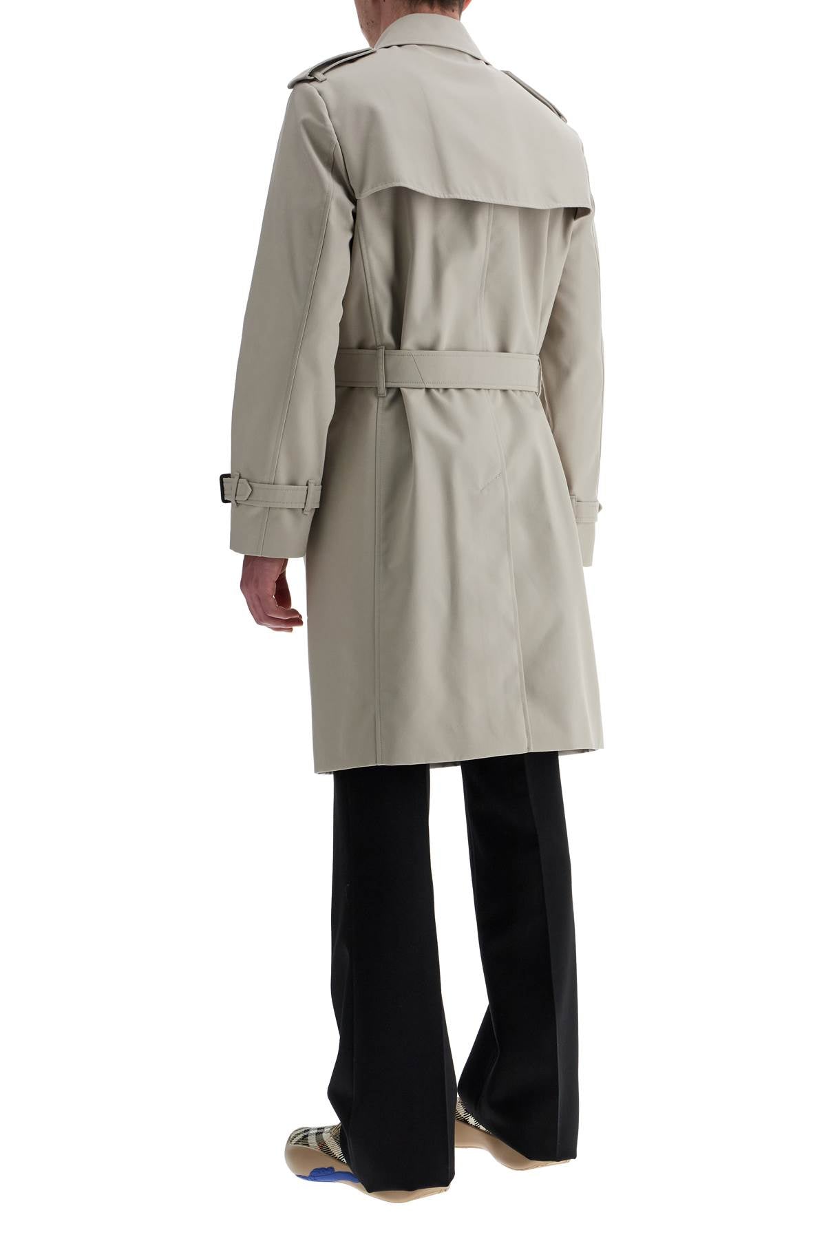 BURBERRY Light Beige Polyester and Cotton Trench Jacket with Adjustable Belt