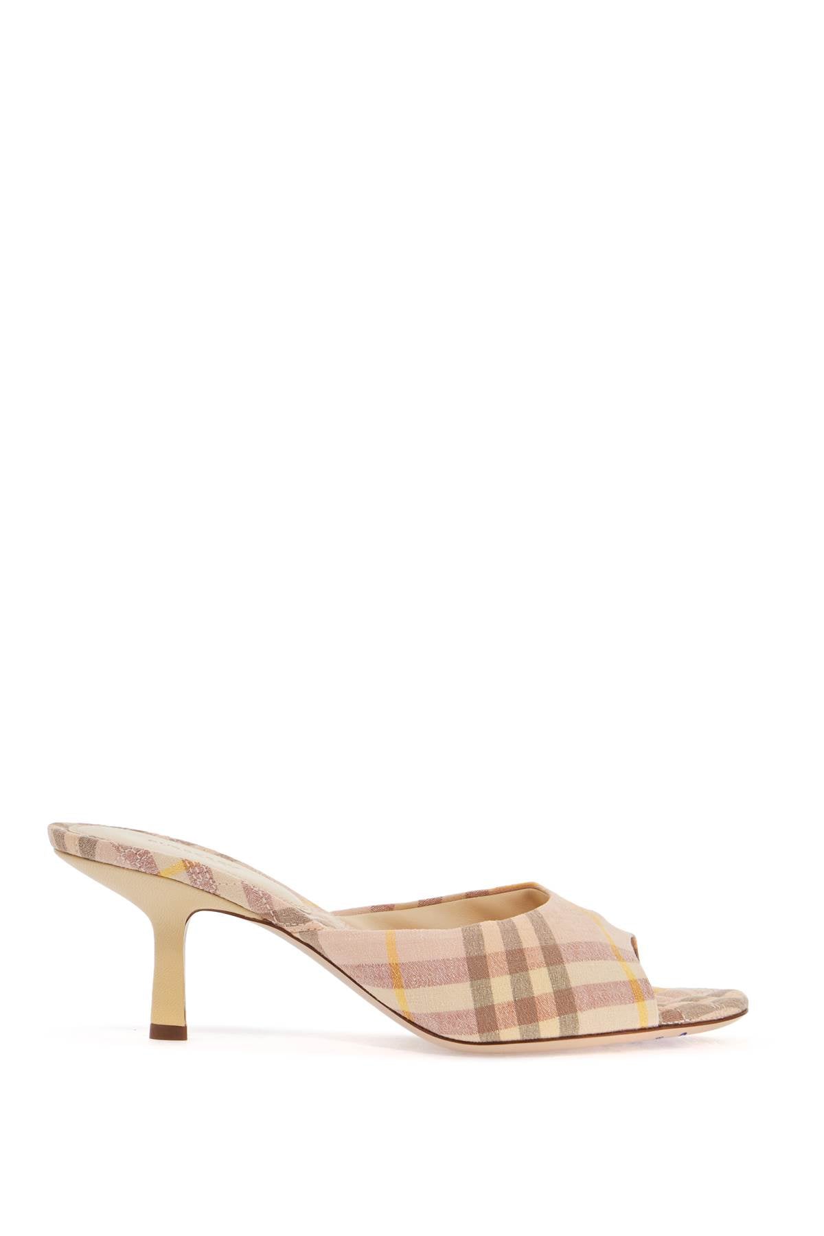 BURBERRY Elegant Check Linen Flat Sandals with 6.5 cm Heel