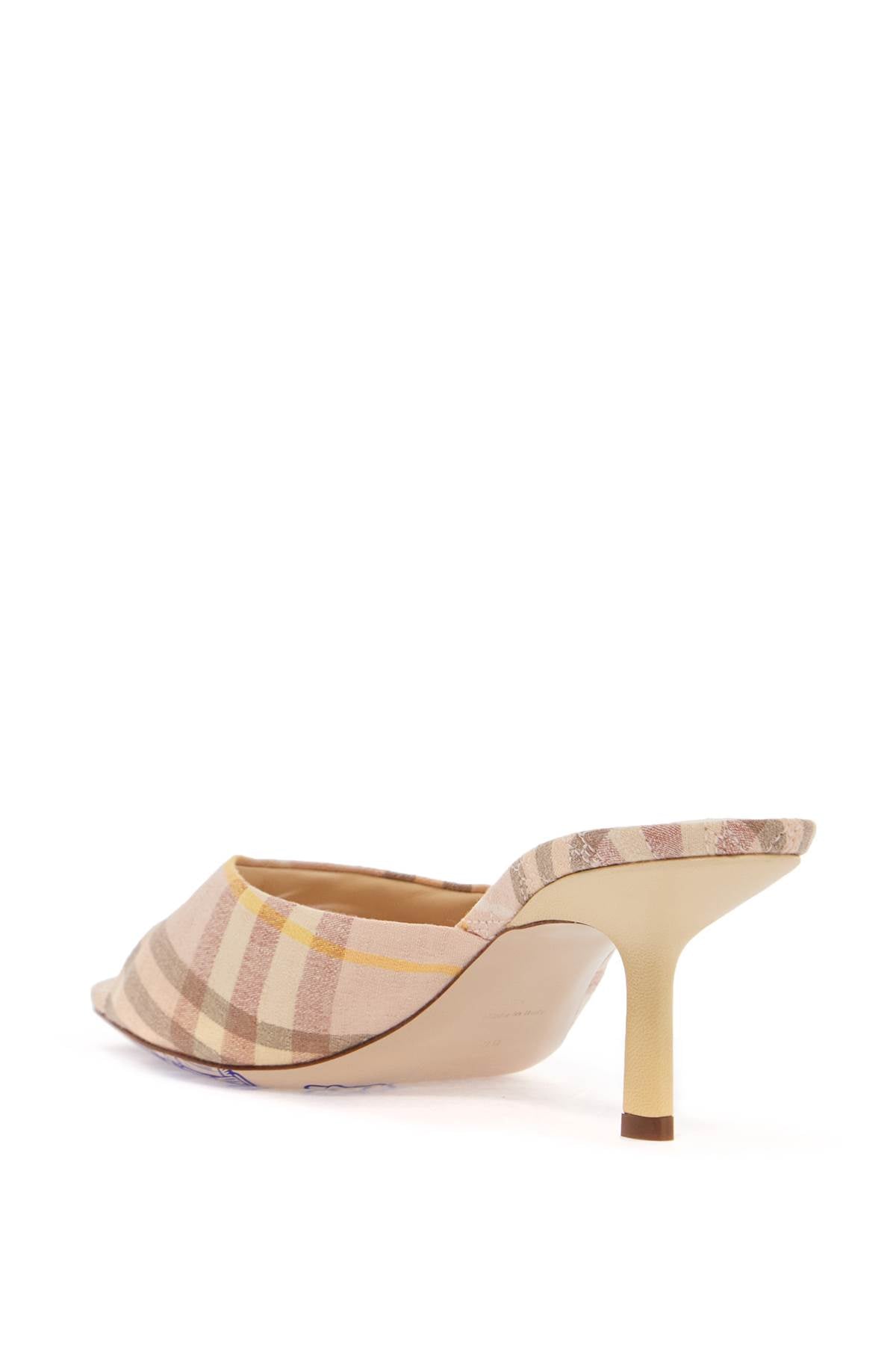 BURBERRY Elegant Check Linen Flat Sandals with 6.5 cm Heel