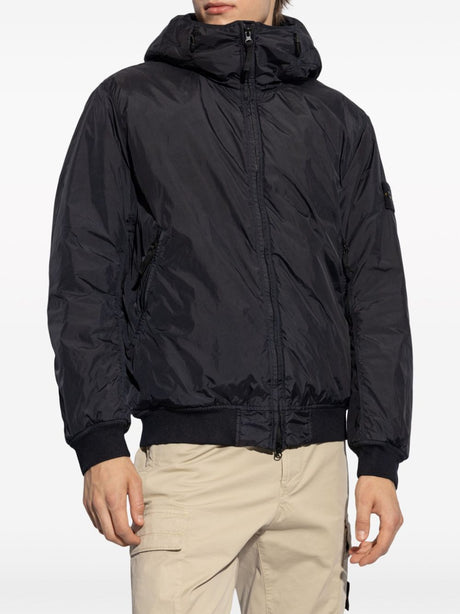 STONE ISLAND Men's Blue Hooded Outerwear Jacket