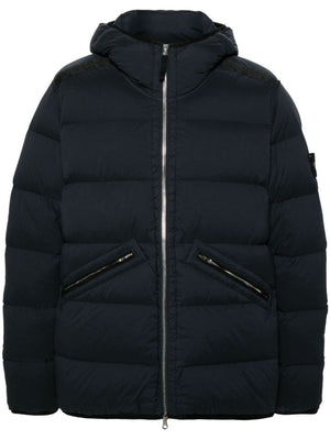 STONE ISLAND Navy Blue Real Down Winter Jacket