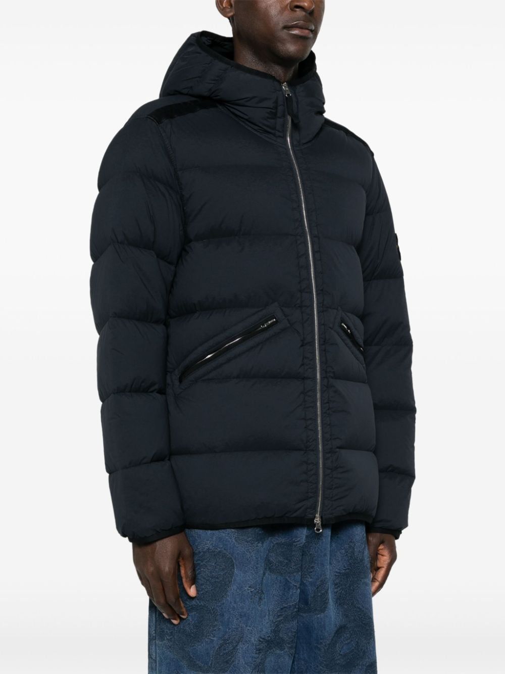 STONE ISLAND Navy Blue Real Down Winter Jacket