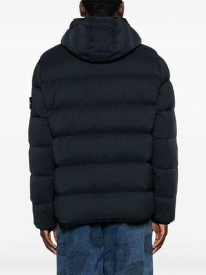 STONE ISLAND Navy Blue Real Down Winter Jacket