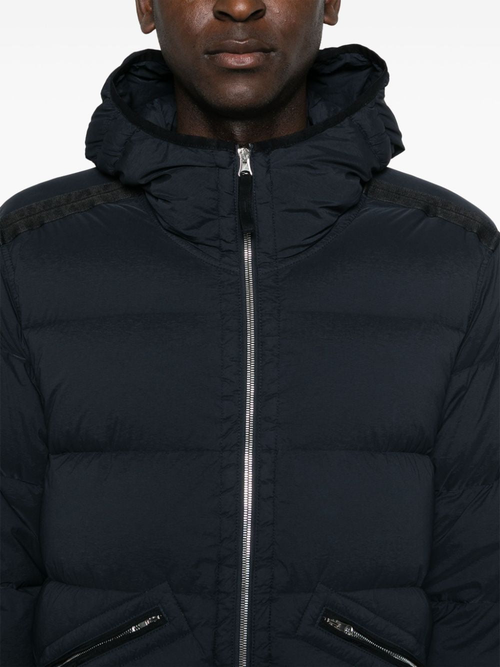 STONE ISLAND Navy Blue Real Down Winter Jacket