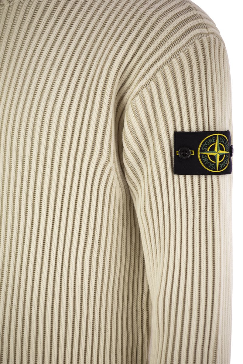 STONE ISLAND Men's Half-Zip Rib Knit Wool Jumper