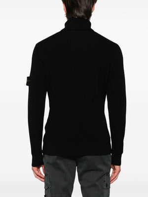 STONE ISLAND Black Wool Crewneck Sweater for Men