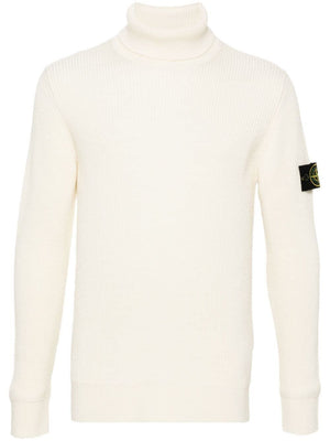 STONE ISLAND Black Wool Crewneck Sweater for Men