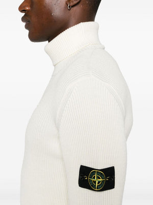 STONE ISLAND Black Wool Crewneck Sweater for Men