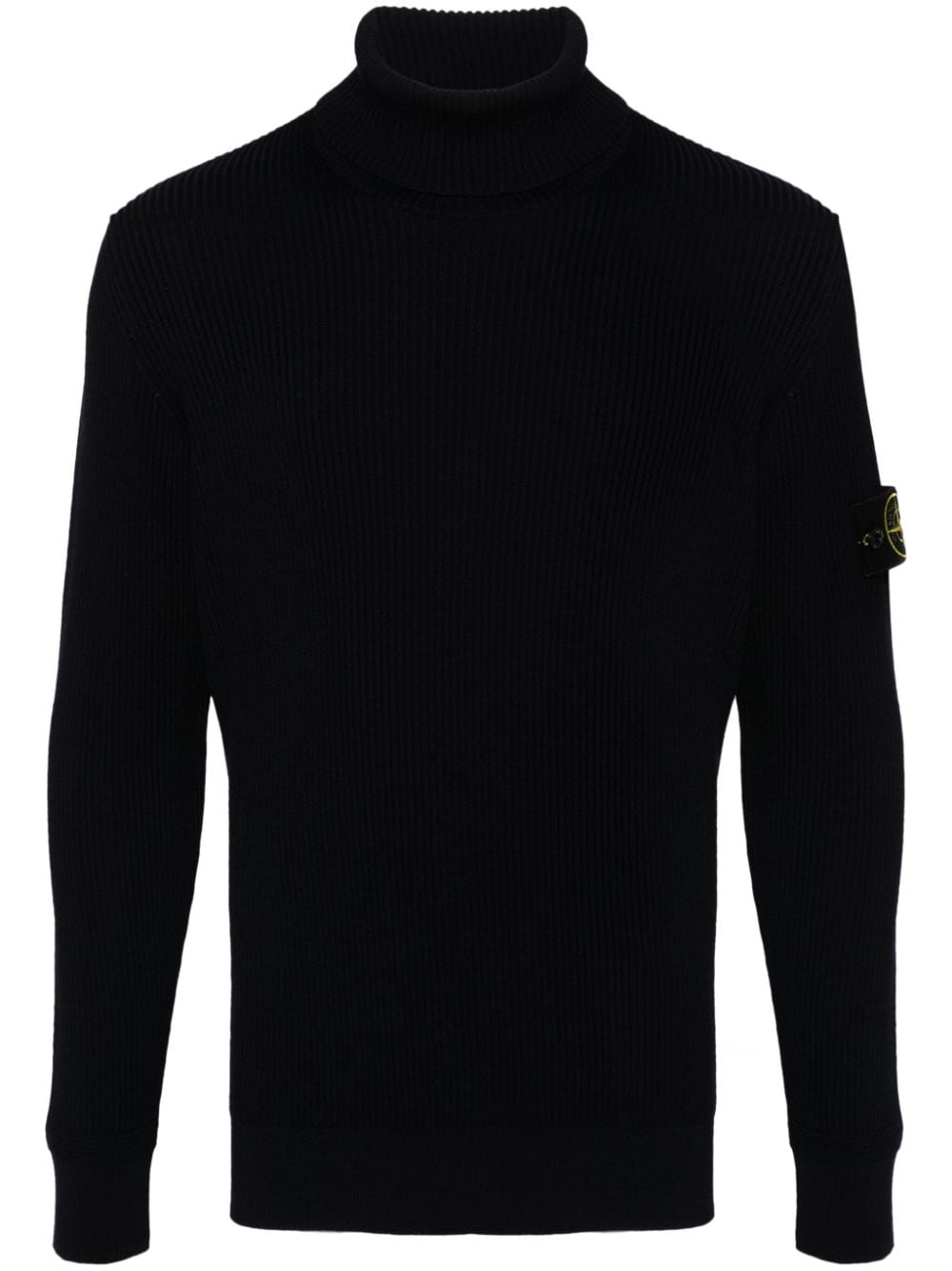 STONE ISLAND Navy Blue Wool Turtleneck Sweater