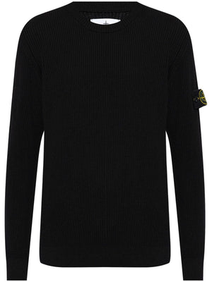 STONE ISLAND Elevated High-Neck Black Wool Sweater