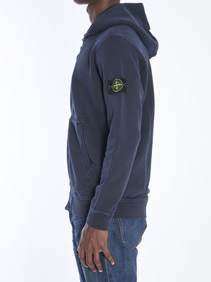 STONE ISLAND Men's Zip-Up Hoodie with Compass Patch - Regular Fit