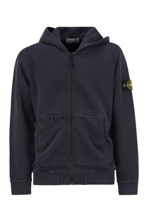 STONE ISLAND Men's Full Zip Organic Cotton Hoodie with Badge