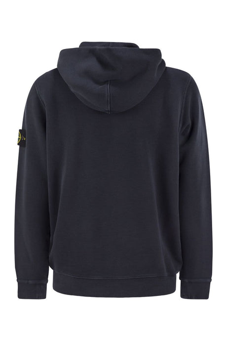 STONE ISLAND Men's Full Zip Organic Cotton Hoodie with Badge