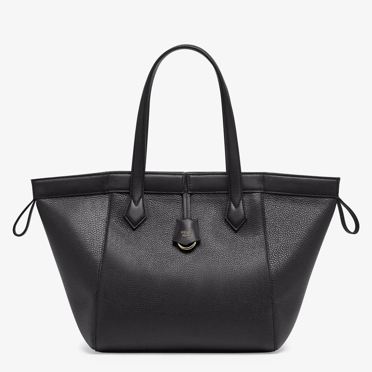 FENDI Convertible Black Pebbled Leather Tote Handbag for Women